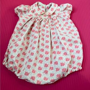 Pristine Vintage Handmade by Mother Pink Elephant Bubble Romper Baby Girl